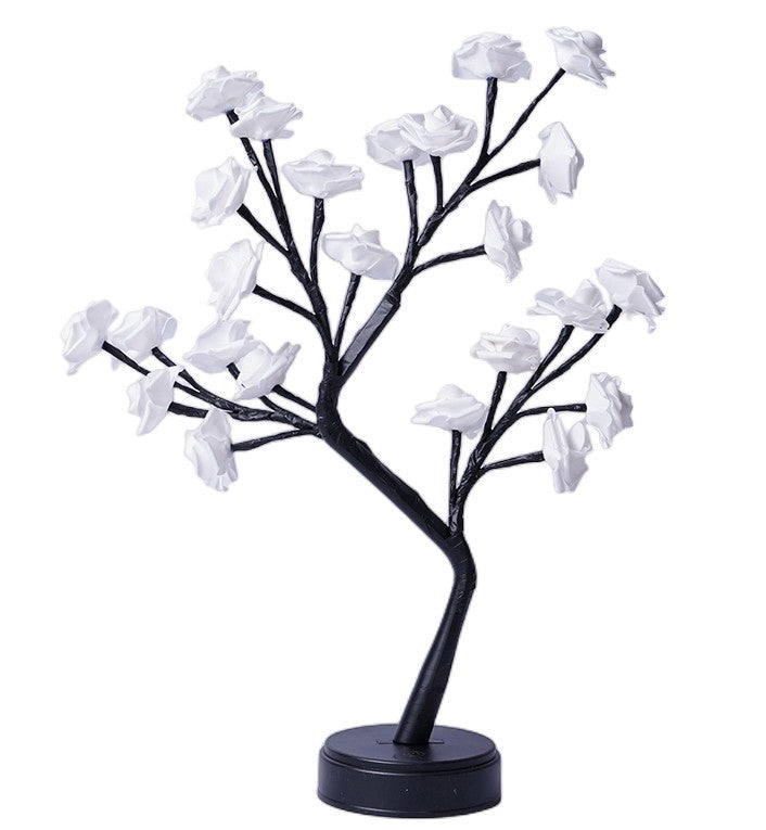 Elegant Rose Flower LED Tree Lamp – USB Desk Night Light for Valentine & Christmas Gifts