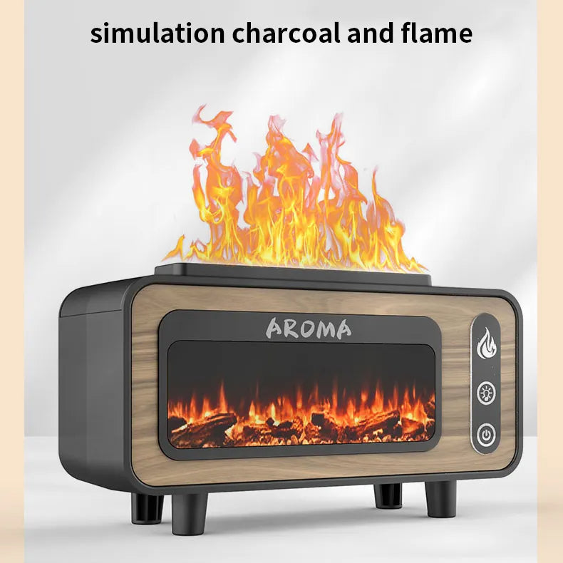 3D Flame Ultrasonic Humidifier & Aroma Diffuser – 200ML Fireplace Mist Essential Oil Diffuser with Colorful LED Light for Bedroom & Home