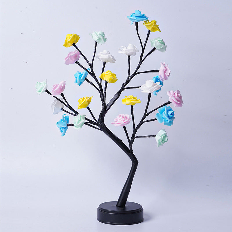 Elegant Rose Flower LED Tree Lamp – USB Desk Night Light for Valentine & Christmas Gifts