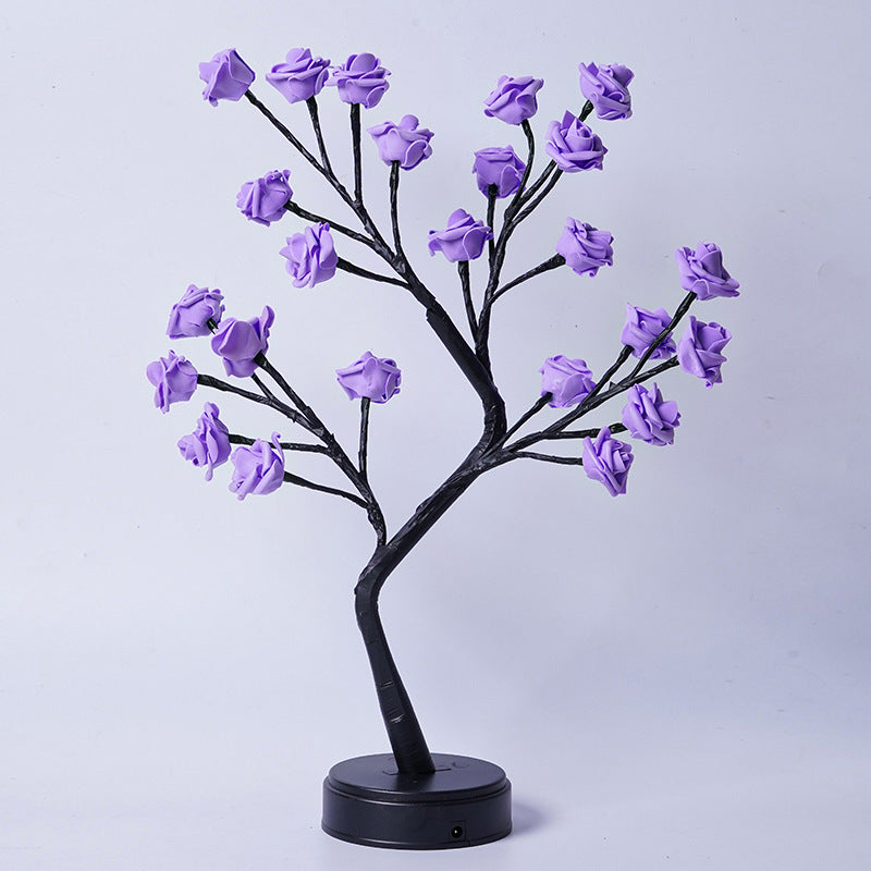 Elegant Rose Flower LED Tree Lamp – USB Desk Night Light for Valentine & Christmas Gifts