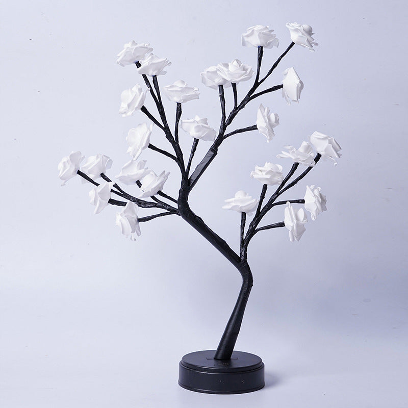 Elegant Rose Flower LED Tree Lamp – USB Desk Night Light for Valentine & Christmas Gifts