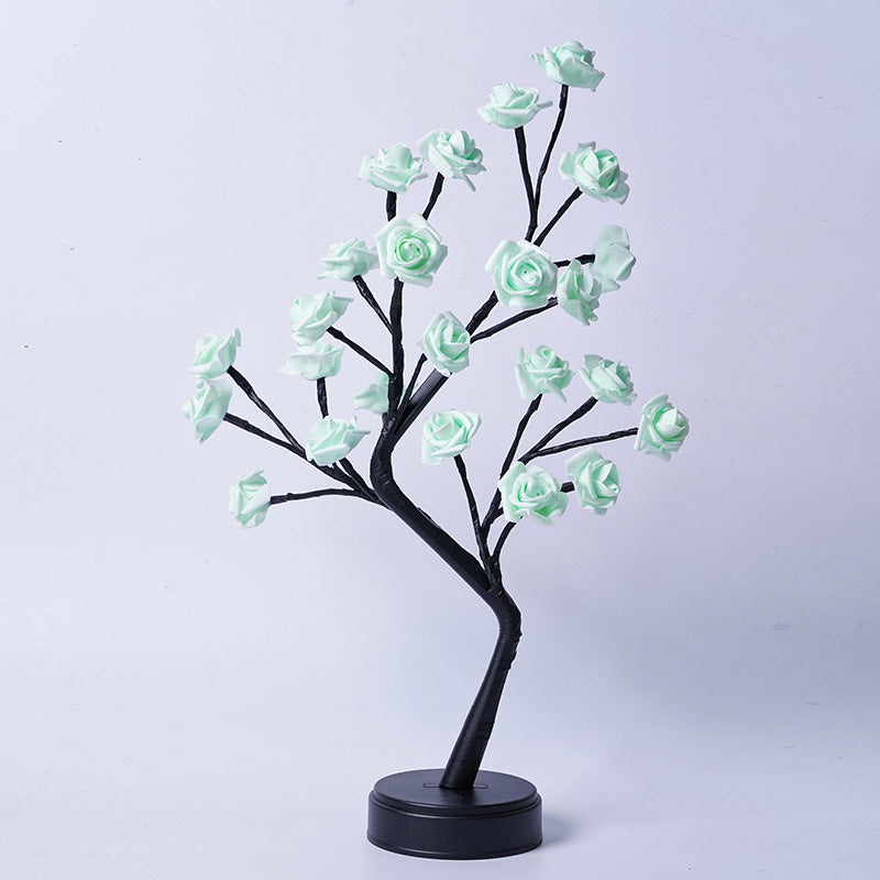 Elegant Rose Flower LED Tree Lamp – USB Desk Night Light for Valentine & Christmas Gifts
