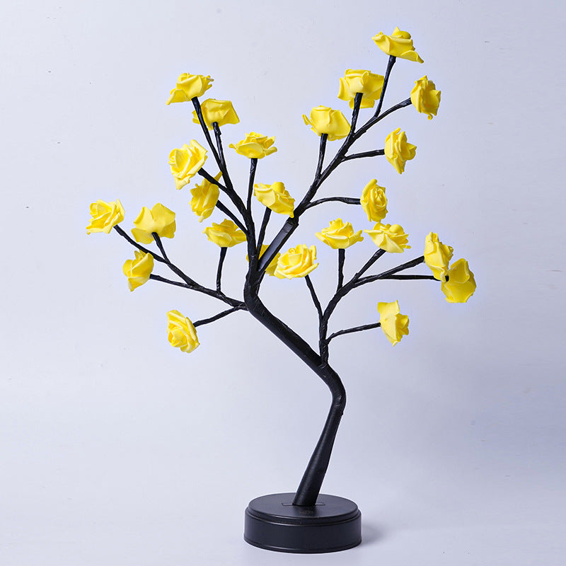 Elegant Rose Flower LED Tree Lamp – USB Desk Night Light for Valentine & Christmas Gifts