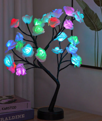 Elegant Rose Flower LED Tree Lamp – USB Desk Night Light for Valentine & Christmas Gifts